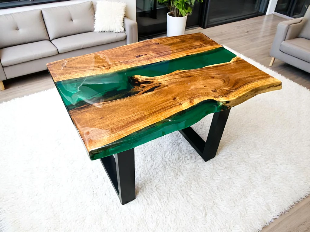Live Edge Epoxy River Table : Free Shipping & Customizable 